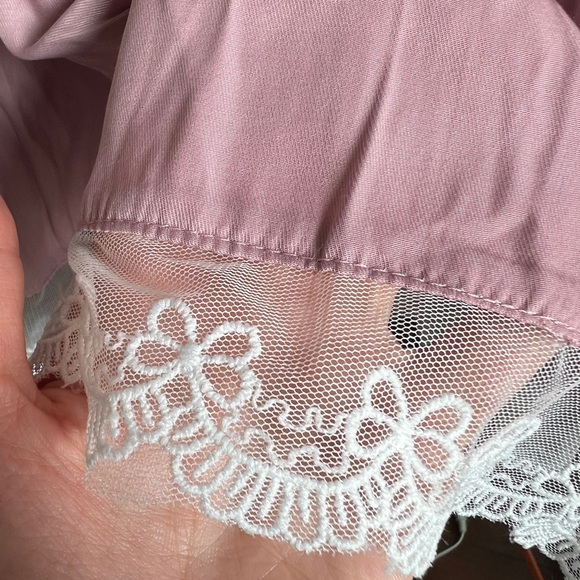 Pink White Lace Collar Coquette Girl Cottagecore Long Sleeve Nightgown Sleepwear - Picture 3 of 9